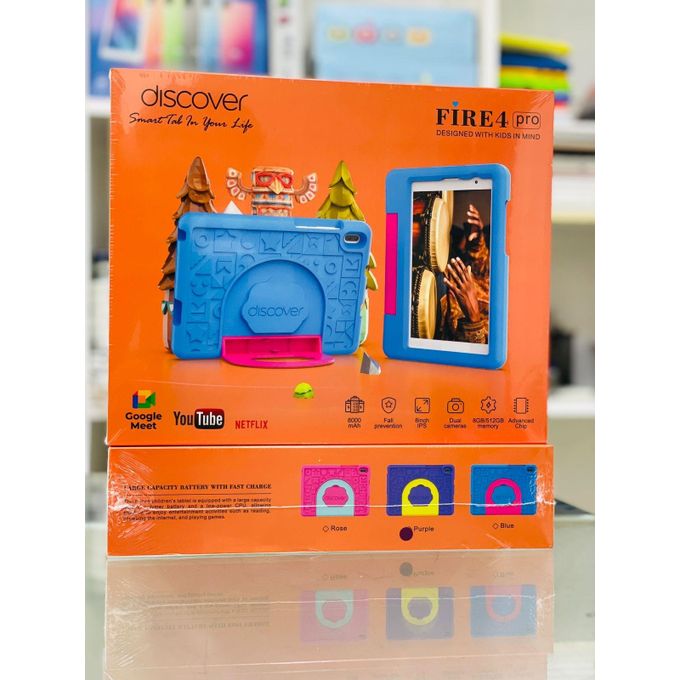 Discover Fire 4 Pro 8 Inches– Educational Tablet for Kids Android 12 Dual Camera 8GB + 512GB